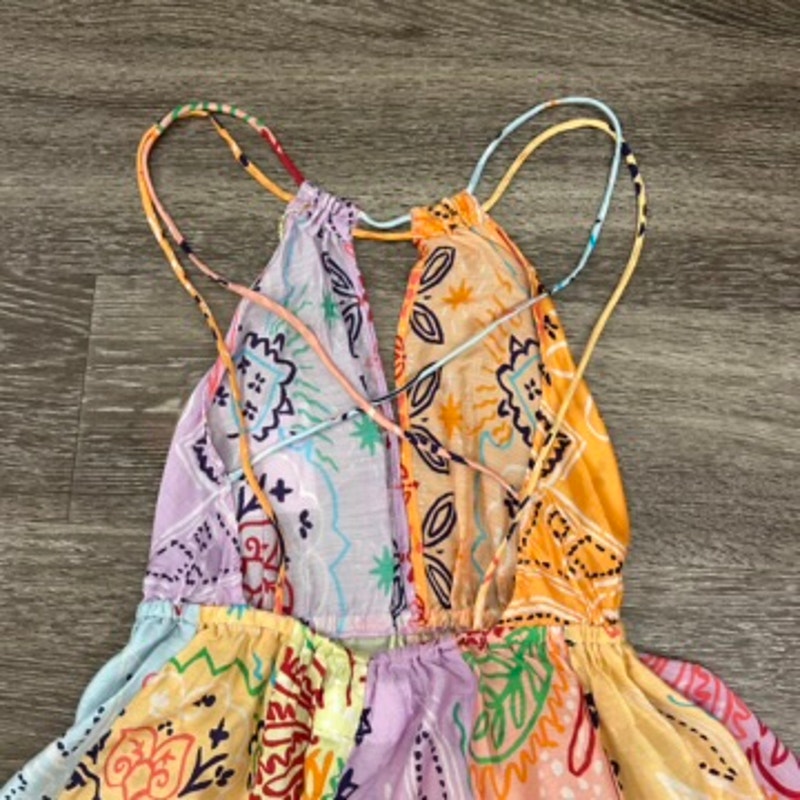 Sundress Crystal Halter Mini Dress Xs Saint Tropez Patchwork Open Back Nwt Boho — image 8 of 8